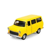 Nostaljik Metal Çek Bırak Ford Sesli ve Işıklı Minibüs Sarı ( 1/36 Ölçek ) - 1