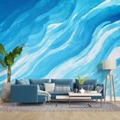 Mavi Dalgalı Boya Temalı Duvar Kağıdı thumbnail 1