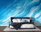 Mavi Dalgalı Boya Temalı Duvar Kağıdı thumbnail 2