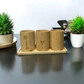 Bambu Altlıklı 3'lü Çatal Kaşık Bıçak Düzenleyici Set 4 Parça - 3
