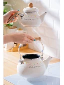 Acar XAP7709 Çiçek ve Yazı Desenli Emaye Beyaz Çaydanlık 1/2 Lt thumbnail 5