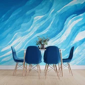 Mavi Dalgalı Boya Temalı Duvar Kağıdı thumbnail 5