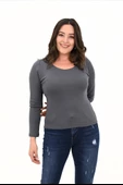 Kadın Büyük Beden Uzun Kollu Basic Bluz 1759-25 - 11