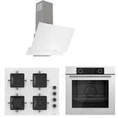 Ferre Beyaz Cam Ankastre Set D064 - SS206 Kare - XE61CB thumbnail 1