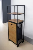 Digitho Metal Kirli Sepetli 3 Raflı Çok Amaçlı Banyo Düzenleyici Raf Organizer Siyah/Atlantik Çam – MRS-008 C1-1-369 - 3