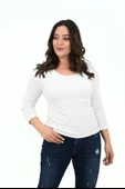 Kadın Büyük Beden Uzun Kollu Basic Bluz 1759-25 - 9