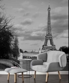 Siyah Beyaz Paris Eyfel Kulesi Duvar Kağıdı thumbnail 6