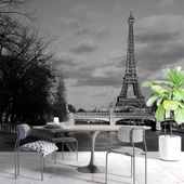 Siyah Beyaz Paris Eyfel Kulesi Duvar Kağıdı thumbnail 5