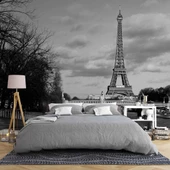 Siyah Beyaz Paris Eyfel Kulesi Duvar Kağıdı thumbnail 2