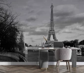 Siyah Beyaz Paris Eyfel Kulesi Duvar Kağıdı thumbnail 4