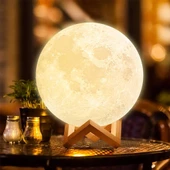 Işıklı 3D Dekoratif Ay Şekilli Gece Lambası - 3