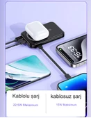 Manyetik Hızlı Şarj Güç Banka 10000mAh Taşınabilir Led Ekranlı Kablosuz  Magsafe Güç Bankası thumbnail 5