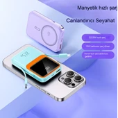 Manyetik Hızlı Şarj Güç Banka 10000mAh Taşınabilir Led Ekranlı Kablosuz  Magsafe Güç Bankası thumbnail 2