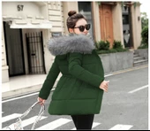 Kışlık Yaka Kürklü Uzun Kadın Şişme Mont thumbnail 2