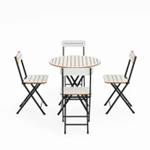 Eportatif 4 Kişilik Yuvarlak Bistro Takım Bahçe Mutfak Masa Sandalye Beyaz 1501 - 5