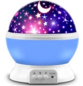 QASUL Çocuk Bebek Ve Çocuk Odası Gece Masa Lambası Işık Küre Projektörlü Yansıtmalı Renkli Yıldızlı Küre - 1