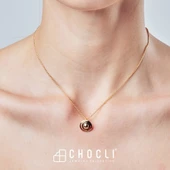 Chocli 18 Ayar Altın Kaplama Satürn Kolye - 6
