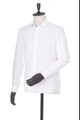 Beyaz Uzun Kol Filafil Sert Yaka  Slim Fit Dar Kesim Basic Gömlek 1004225008 - 4