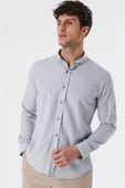 Gri Kısalabilir Kollu Cepsiz Biyeli %100 Pamuk Casual Slim Fit Dar Kesim Gömlek 1004230179 thumbnail 1