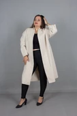 Büyük Beden Kadın Giyim Oversize Kaşe Kaban - 6