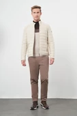 Koyu Bej Suni Deri Hakim Yaka Düz Yırtmaçsız Tam Astar Slim Fit Casual Deri Mont 1038245150 - 2