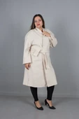 Büyük Beden Kadın Giyim Oversize Kaşe Kaban - 7