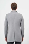Gri Kaşe Dik Yaka Kapitoneli Astar Slim Fit Dar Kesim Klasik Kaban 1008245171 - 5
