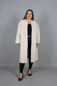 Büyük Beden Kadın Giyim Oversize Kaşe Kaban - 10