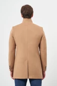 Camel Kaşe Dik Yaka Kapitoneli Astar Slim Fit Dar Kesim Klasik Kaban 1008245171 - 5