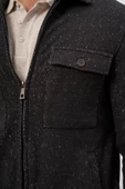 Siyah Örme Bebe Yaka Kendinden Desenli Yırtmaçsız Astarsız Slim Fit Classic Mont 1007245156 thumbnail 6