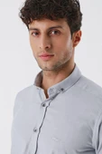 Gri Kısalabilir Kollu Cepsiz Biyeli %100 Pamuk Casual Slim Fit Dar Kesim Gömlek 1004230179 thumbnail 5