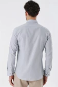 Gri Kısalabilir Kollu Cepsiz Biyeli %100 Pamuk Casual Slim Fit Dar Kesim Gömlek 1004230179 thumbnail 6