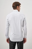 Beyaz Uzun Kol Kareli Desen Bez Ayağı Sert Yaka Cepli Pamuklu Classic Comfort Fit Gömlek 1004245159 thumbnail 7