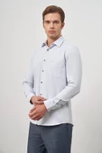 Gri Uzun Kol Kendinden Desenli Armürlü 041 Sert Yaka Classic Comfort Fit Gömlek 1004245156 thumbnail 3
