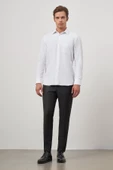 Beyaz Uzun Kol Kendinden Desenli Armürlü 041 Sert Yaka Classic Comfort Fit Gömlek 1004245157 thumbnail 2
