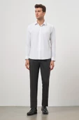 Beyaz Uzun Kol Kendinden Desenli Armürlü 032 Sert Yaka Classic Slim Fit Gömlek 1004245152 thumbnail 2