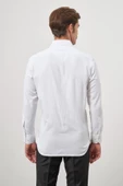 Beyaz Uzun Kol Kendinden Desenli Armürlü 041 Sert Yaka Classic Comfort Fit Gömlek 1004245157 thumbnail 7