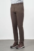 Koyu Camel Pamuklu Yandan Cepli Casual Slim Fit Chino Pantolon 1003245163 thumbnail 3