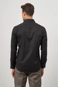 Siyah Uzun Kol Kendinden Desenli Armürlü 032 Sert Yaka Classic Slim Fit Gömlek 1004245152 thumbnail 7