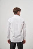 Beyaz Uzun Kol Kareli Desen İtalyan Yaka Cepli Pamuklu Classic Comfort Fit Gömlek 1004245173 thumbnail 7