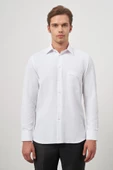 Beyaz Uzun Kol Kendinden Desenli Armürlü 041 Sert Yaka Classic Comfort Fit Gömlek 1004245157 thumbnail 5