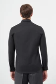 Siyah Uzun Kol Düz Bez Ayağı Yarım İtalyan Yaka Cepsiz Pamuklu Classic Slim Fit Gömlek 1004245211 thumbnail 4