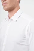 Beyaz Uzun Kol Kendinden Armürlü Cepsiz Pamuklu Classic Slim Fit Gömlek 1004245202 thumbnail 5