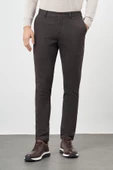 Koyu Kahverengi Pamuklu Yandan Cepli Casual Slim Fit Chino Pantolon 1003245162 - 1