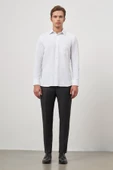 Beyaz Uzun Kol Kendinden Desenli Armürlü 041 Sert Yaka Classic Comfort Fit Gömlek 1004245157 thumbnail 4