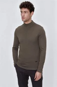 Koyu Kahverengi Suprem Yarım Balıkçı Yaka  Casual Comfort Fit Rahat Kesim Likralı Sweatshirt 1013225103 thumbnail 3