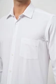 Beyaz Uzun Kol Kendinden Desenli Armürlü 041 Sert Yaka Classic Comfort Fit Gömlek 1004245154 thumbnail 6