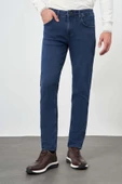 Lacivert Düz Gabardin Pamuklu 5 Cep Slim Fit Casual Denim Pantolon 1023245155 - 4