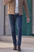 Lacivert Düz Gabardin Pamuklu 5 Cep Slim Fit Casual Denim Pantolon 1023245155 - 1