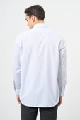 Beyaz Uzun Kol Desen Yarım İtalyan Yaka Cepli Pamuklu Classic Comfort Fit Gömlek 1004245184 thumbnail 5